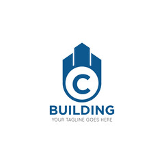 initial letter c building logo vector illustration design template