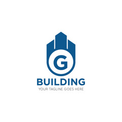 initial letter g building logo vector illustration design template