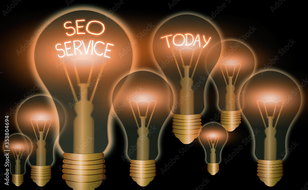 Poster text sign showing seo service. business photo showcasing techniques and procedures to increase the w