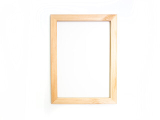 mockup composition of a wooden frame on a white background top view