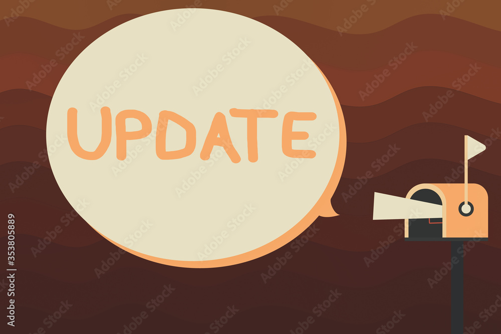 Poster text sign showing update. business photo text by adding new information or making corrections up to 