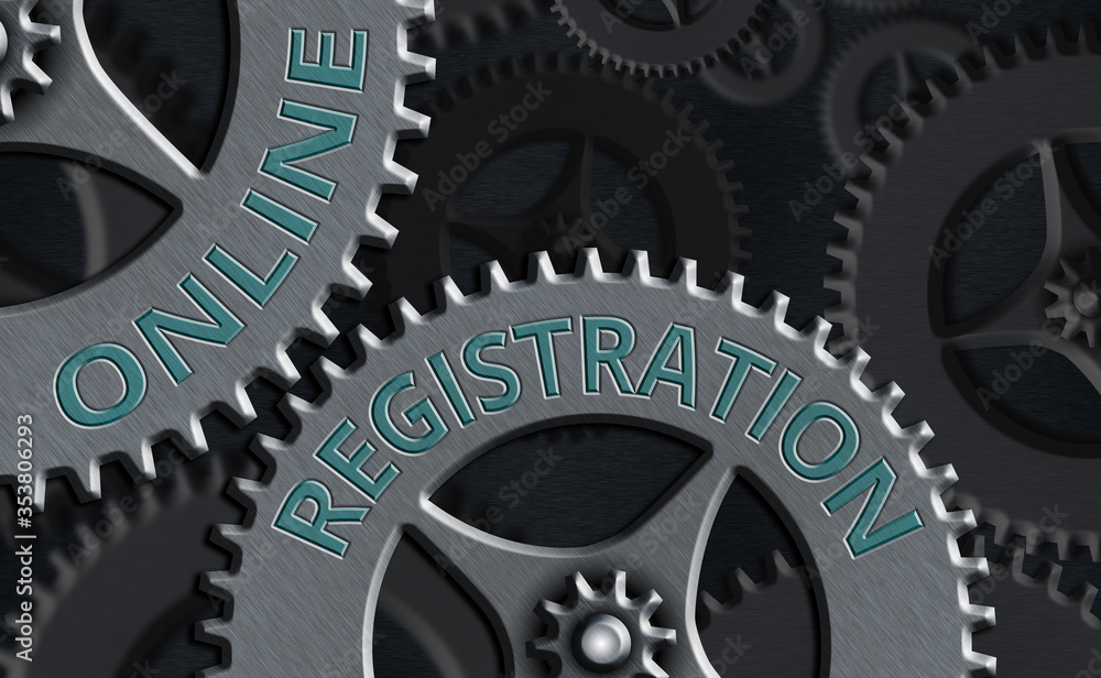 Poster text sign showing online registration. business photo text system for subscribing or registering via
