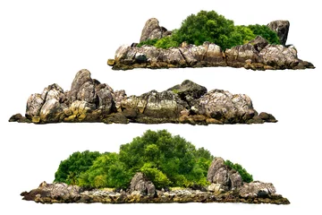  The trees. Mountain on the island and rocks.Isolated on White background © ธานี สุวรรณรัตน์