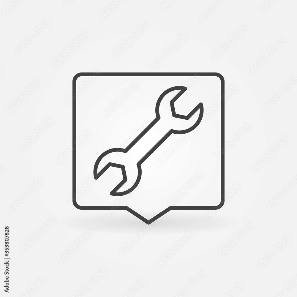 Aufkleber wrench in speech bubble outline vector service concept icon or design element