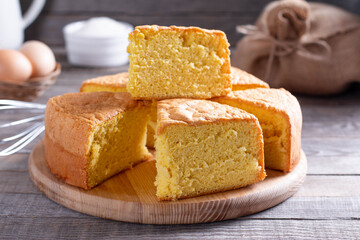 Clasic sponge cake, selective focus
