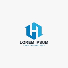 Letter H shield logo design vector. Monogram H type abstract symbol.