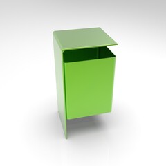 3d image of Metal rectangular street urn 2 v4