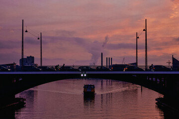 sunset over the bridge
