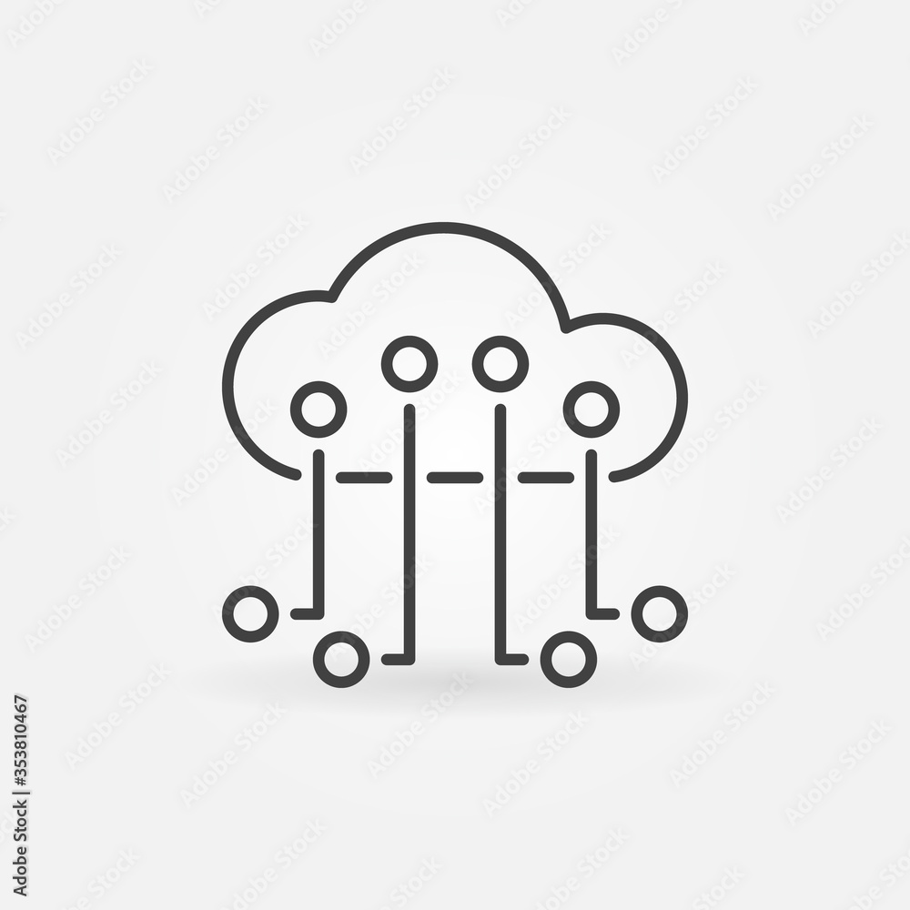 Poster cloud computing technology linear vector concept minimal icon or logo element