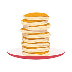 A plate of pancakes. Vector food is an illustration