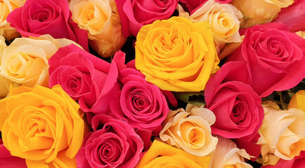 Multicolor rose flowers summer roses