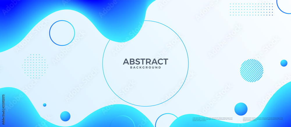 Poster abstract dynamic flow fluid wave background with blue and white color. vector design template for ba
