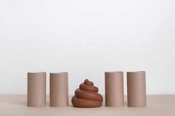 Empty toilet paper rolls with poop