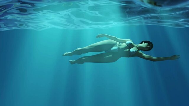 woman dive in the sea