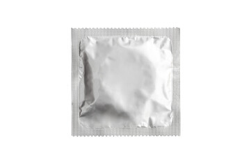 Condom in pack isolated on white.