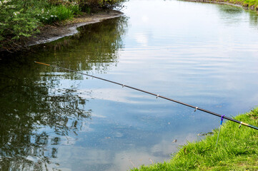 Fishing rod on the river.