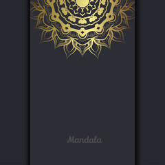 Luxury gold mandala ornate background for wedding invitation, book cover
