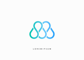 Drop Water Logo - Water Loop Vector.  Linear Gradient Logo Illustration - Letter M logo
