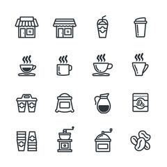 cafe,coffee shop icon set/Flat icon set design, Out line vector icon set for design.