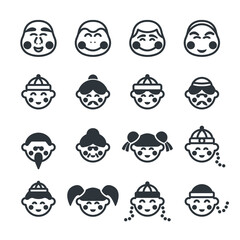 Chinese face,Chinese New Year icon set/Flat icon set design, Out line vector icon set for design.