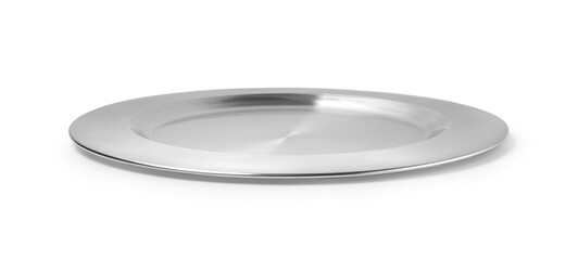 empty silver tray isolated