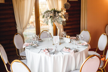 Wedding seating plane with decorated tables with number