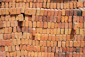 Abstract texture and background bulk of red bricks