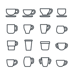 cup line icon set/Flat icon set design, Out line vector icon set for design.