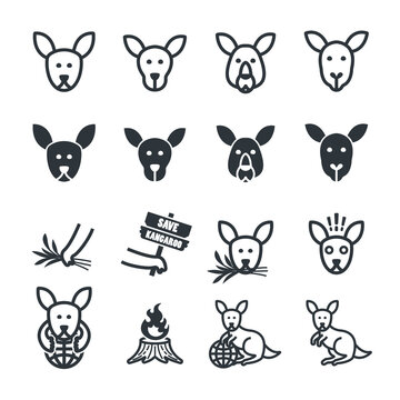 kangaroo icon set/Flat icon set design, Out line vector icon set for design.