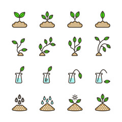 plant icon set/Flat icon set design, Out line vector icon set for design.