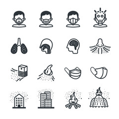 dust,pollution icon set/Flat icon set design, Out line vector icon set for design.