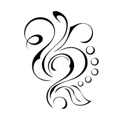 unique decorative abstract ornament with curls in black lines on a white background