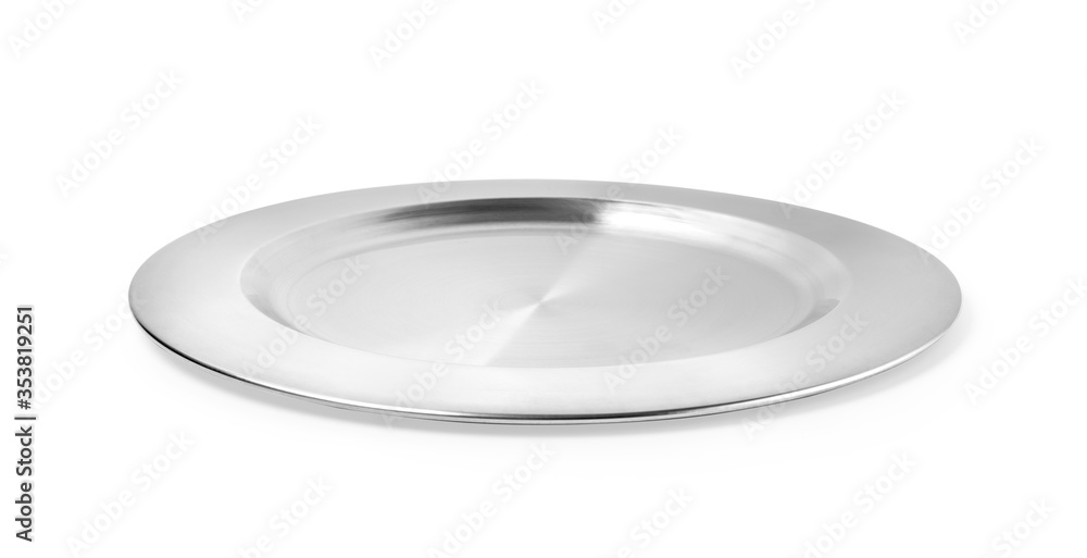 Wall mural empty silver tray isolated