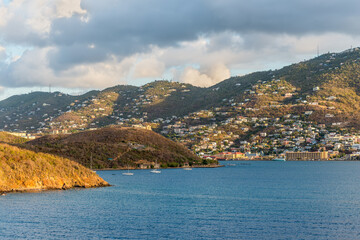 View of Charlotte Amalie Harbour in St Thomas, United States Virgin Islands (USVI) in the Caribbean