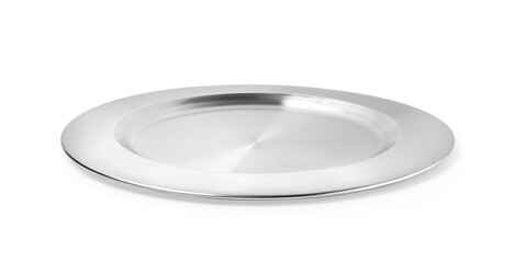empty silver tray isolated