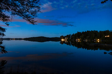 Stockholm, Sweden A midsummer midnight sun view over lake Malaren.
