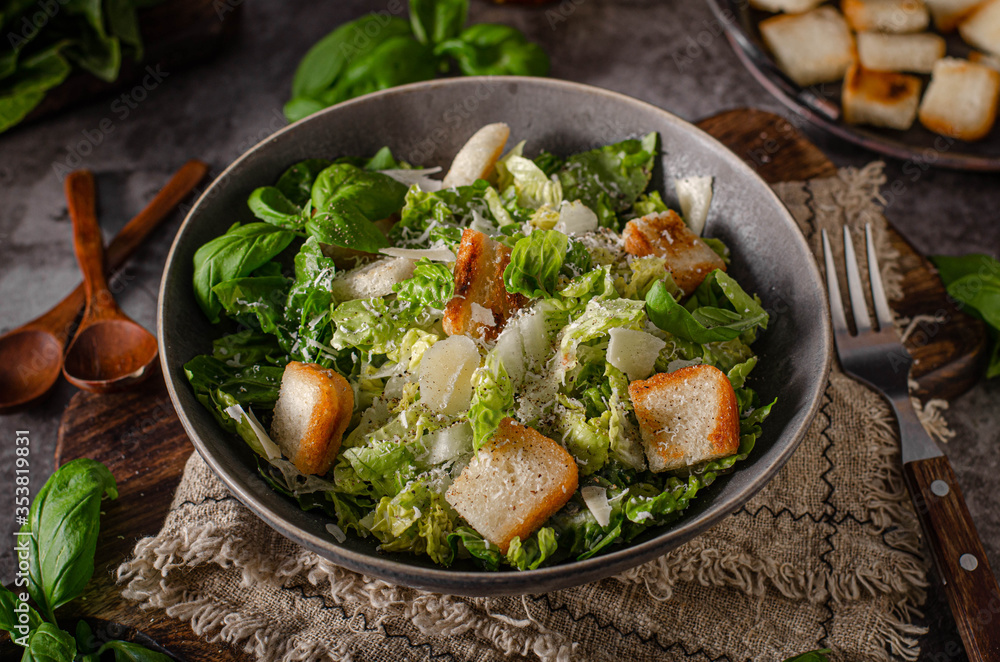 Poster delicious and simple ceasar salad