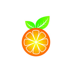 orange half cut clip art, orange fruit with leaves