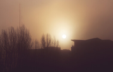 hazy winter sunrise