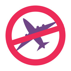 The sign forbidden flights Passenger airplanes.Vector flat silhouette airplane vector.