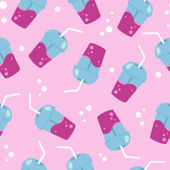 pink pattern, bubble Tea or berry cocktail. 