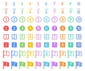 Fototapete 手書きのおしゃれな数字のイラストのセット おしゃれ 番号 数 フォント カリグラフィー 筆記体 Yugoro