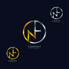 NL, LN Letter logo design gold and silver