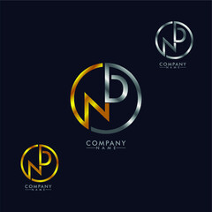 ND, DN Letter logo design gold and silver