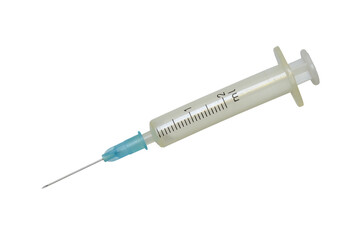 Plastic syringe isolated on white background