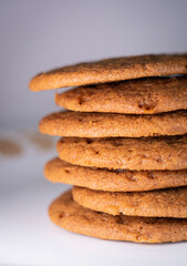 Close up of Butter Crunch Cookies stacked vertically