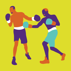 Fototapeta na wymiar Boxing player in action. Strength, attack and motion concept. Vector illustration.