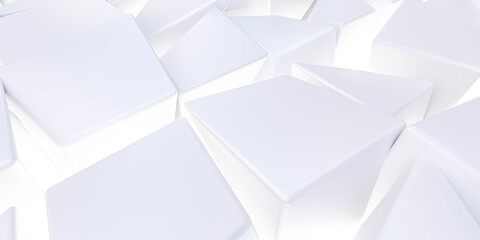 abstact white modern architecture background with white cubes 3d illustration render birds eye view