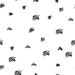 Seamless Scandinavian pattern. Black hand-drawn zigzag isolated on a white background. Neutral cozy ornament. Vector stock illustrations with strokes for wallpaper, posters, wrapping paper, textiles