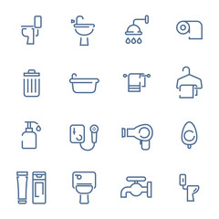 simple line toilet icons set